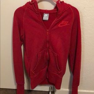 Red Nike zip up sweater